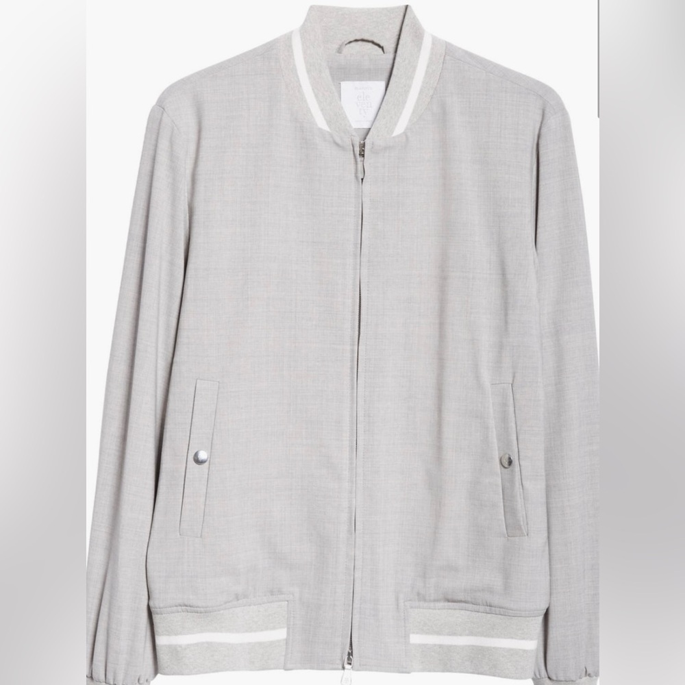 Eleventy Gray Bomber Jacket with Ribbed Cuffs & full zipper, size 50(EU), NWT